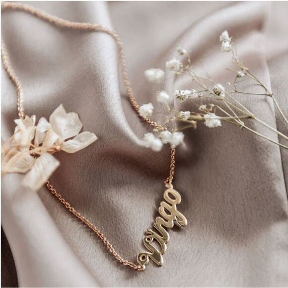 GOLD PLATED VIRGO SCRIPT ASTROLOGY , ZODIAC PEDANT HOROSCOPE NECKLACE - Picture 7 of 7